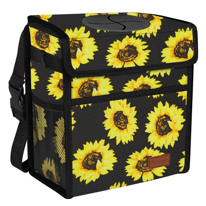 Femuar Leak Proof Car Trash Can with Lid - Waterproof Automotive Garbage Bin for SUVs, Collapsible and Portable Car Trash Bag, Black