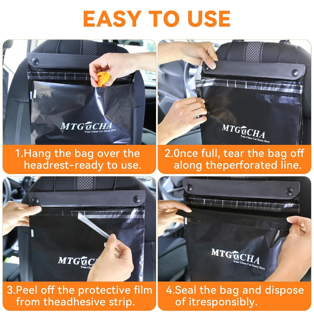 Disposable Car Trash Bags Hanging(20 Pcs),Leak-Proof,Smell-Proof