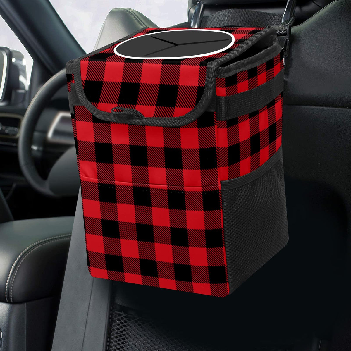 Gothic Moon Stars Boho Car Trash Can with Lid - Collapsible Reusable Waterproof Car Garbage Bag - Organizer
