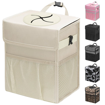 Capolo Car Trash Can with Lid, Leakproof Car Garbage Can Car Trash Bag