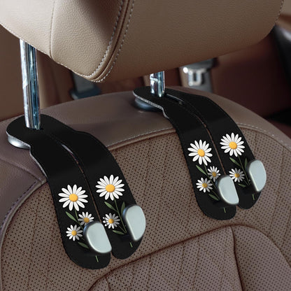 CoBak Purse Hook for Car - Universal Premium Stitched Leather and Aluminum-Magnesium Alloy Double Car Seat Back Storage Hook for Purses, Handbags, Bags (2 Pack),Black