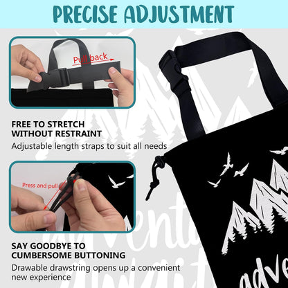 Adventure Awaits Car Garbage Bag Mountain and Bird Hanging Canvas Car Trash Bag Drawstring Car Back Seat Organizer for Car Back Front Seat Console with Adjustable Buckle