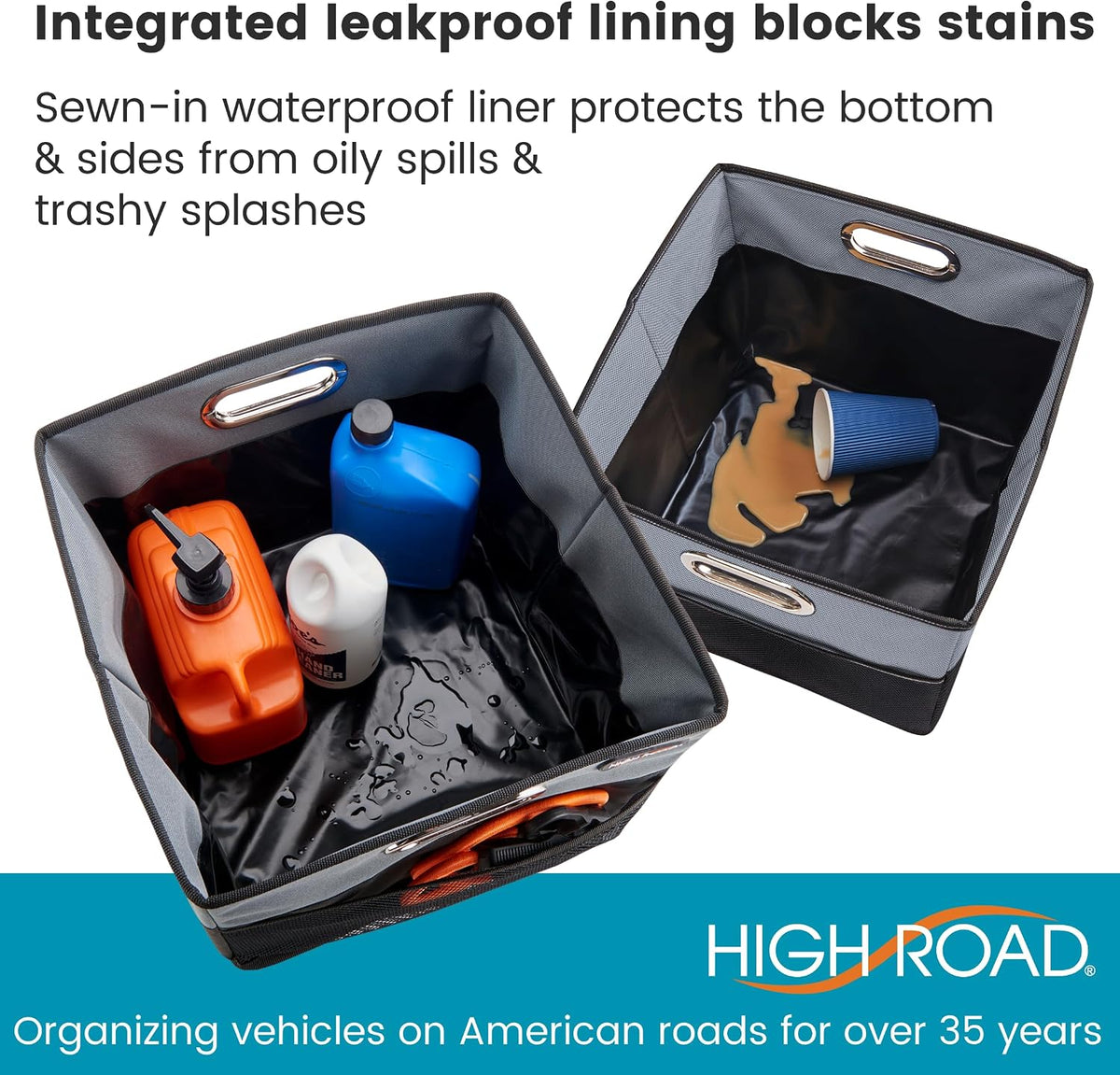CargoCube Car Trunk Storage Bins - Set of 2 Leakproof Car Box Organizers