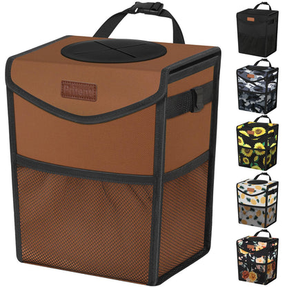 Pritent Car Trash Can with Lid Leakproof Car Garbage Bag Vehicle Trash Bin