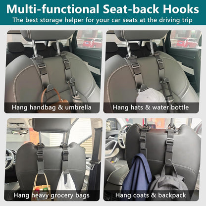 Amooca 4 Pack Anti-drop Headrest Hooks Adjustable Car Seat Organizer