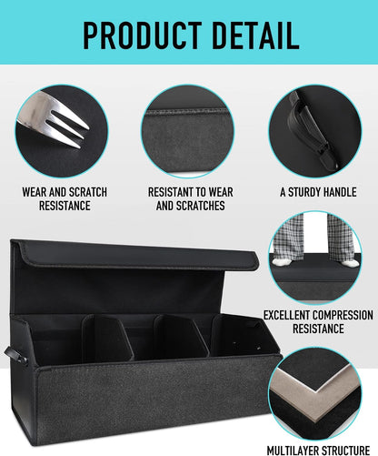 Fyzeoty Car Trunk Organizer for SUV and Sedan, Black, 29.5 inches