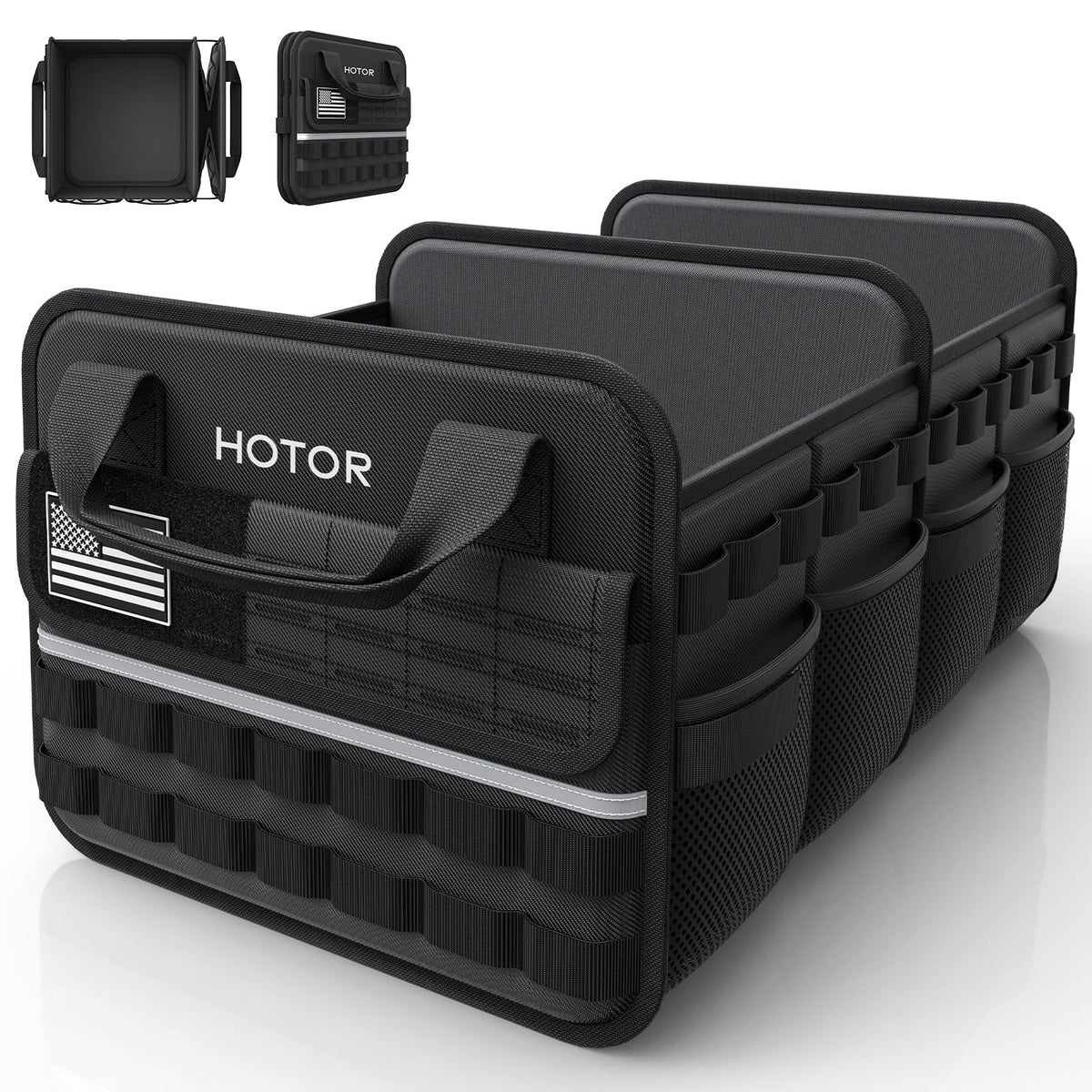 HOTOR Tactical Trunk Organizer - Car Storage with Front MOLLE Pockets
