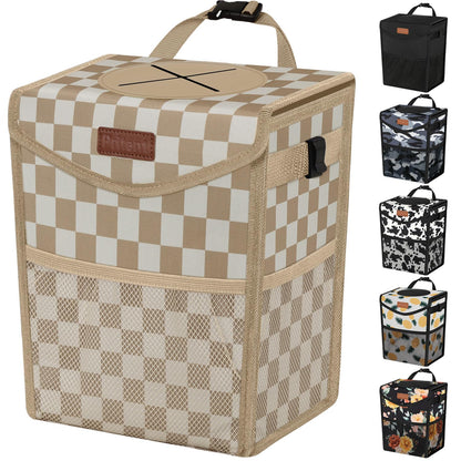 Pritent Car Trash Can with Lid Leakproof Car Garbage Bag Vehicle Trash Bin