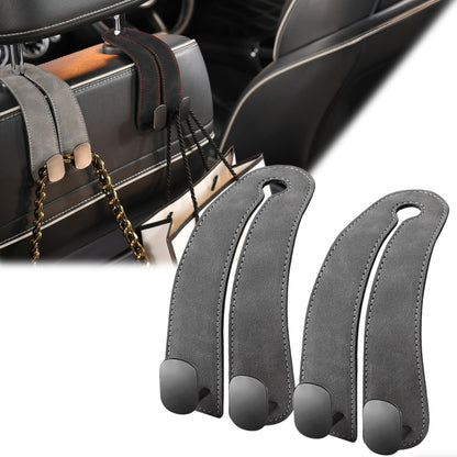 WEIHAO Purse Hook for Car Headrest, Suede Car Seat Back Storage Hook, Aluminum Twin Hooks Leather Car Headrest Hangers, Bag Holder for Sedan, Trucks, SUVs, Most Vehicles (Black-2PCS)