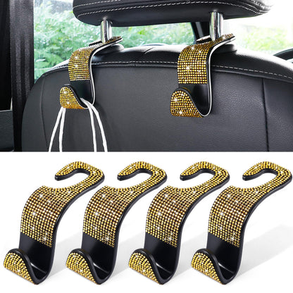 LivTee Car Seat Headrest Hook, Auto Seat Hook Hangers Storage Organizer Interior Accessories for Purse Coats Umbrellas Grocery Bags Handbag, 4-Pack