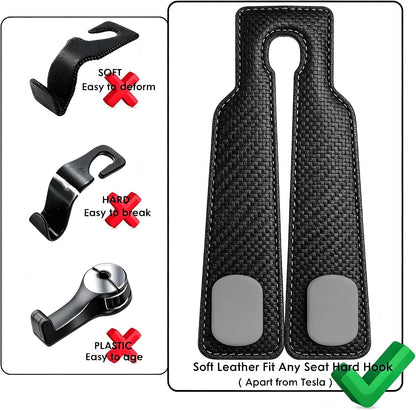 Universial Hooks for Car Seat Headrest, 2Packs Headrest Hooks for Car, Organizer for Purses and Bags, Vehicle Seat Storage Hooks, Essential for Car Travel, Space-Saving, Durable Leather