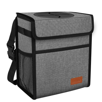 Femuar Leak Proof Car Trash Can with Lid - Waterproof Automotive Garbage Bin for SUVs, Collapsible and Portable Car Trash Bag, Black