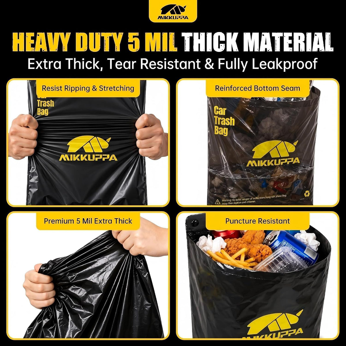 MIKKUPPA Disposable Car Trash Bags - 50 Count Hanging Trash Bag