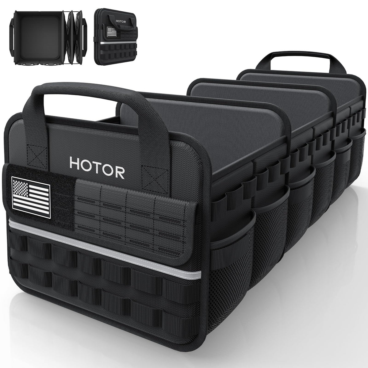 HOTOR Tactical Trunk Organizer - Car Storage with Front MOLLE Pockets
