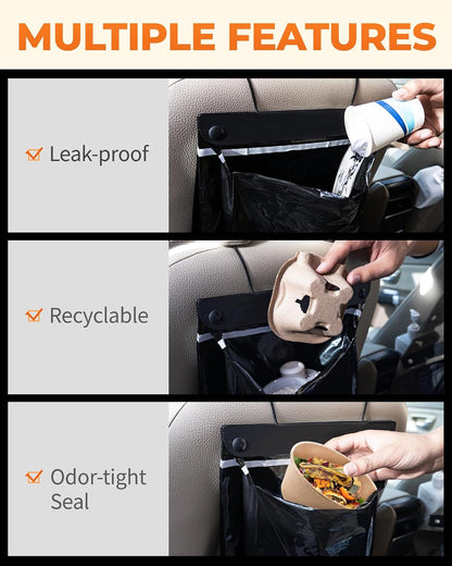 Disposable Car Trash Bags, Set of 15, Hanging Car Garbage Bags