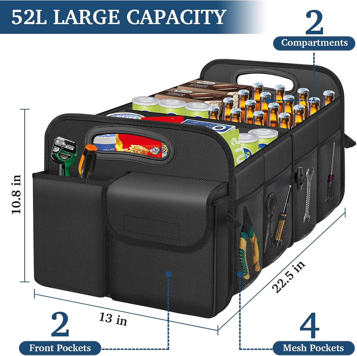 Femuar Car Trunk Organizer-Collapsible Car Storage for Suv/Jeep/Sedan