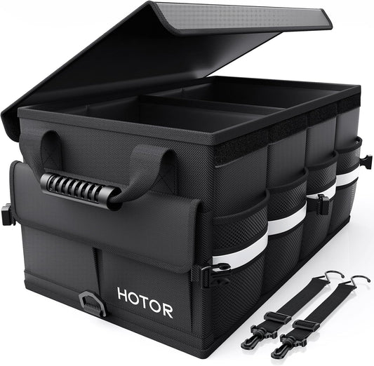 HOTOR Car Trunk Organizer - Foldable Car Storage for SUV, 2 Compartments