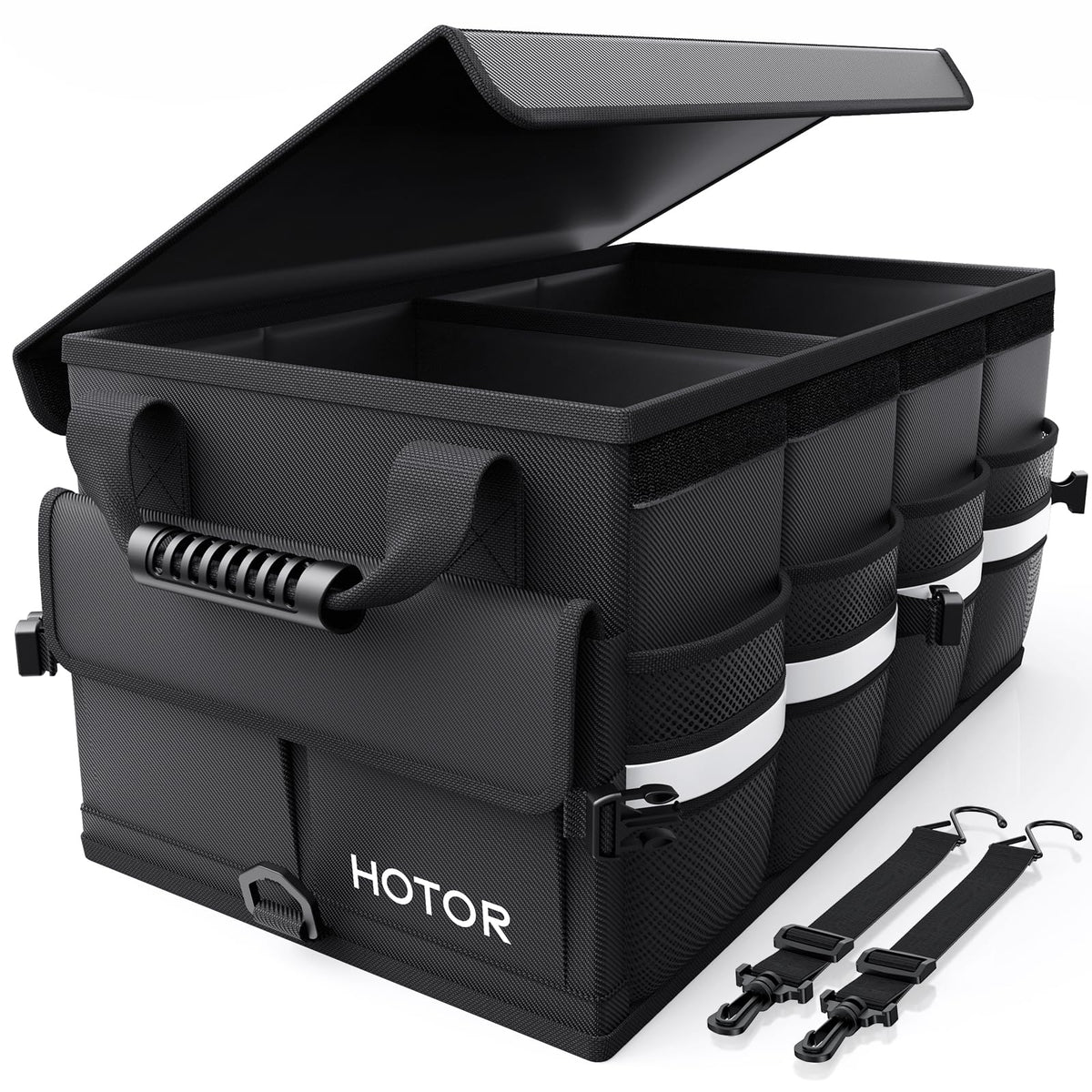 HOTOR Car Trunk Organizer - Foldable Car Storage for SUV, 2 Compartments