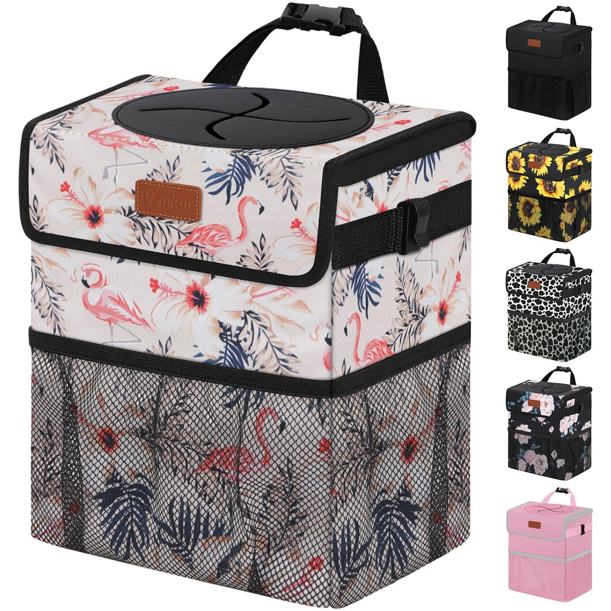Vankor Car Trash Can with Lid Leak Proof Car Accessories for Women