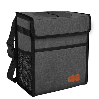 Femuar Leak Proof Car Trash Can with Lid - Waterproof Automotive Garbage Bin for SUVs, Collapsible and Portable Car Trash Bag, Black