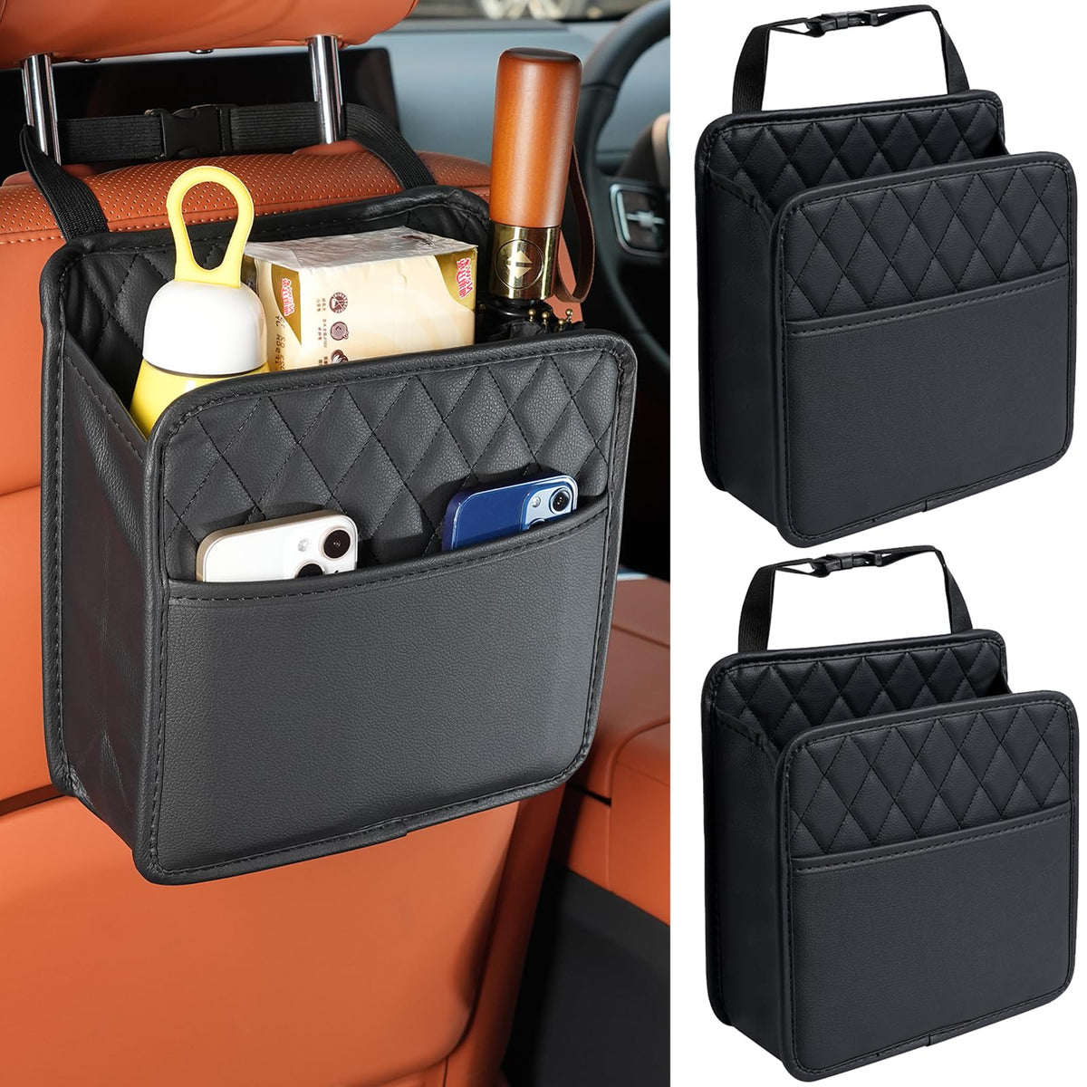 FrgKbTm Car Seat Back Hanging Bag Car Document Holder Multi-Pocket Bottle Bag Storage Box Organizer Travel Tidy Pouch Pocket Kids