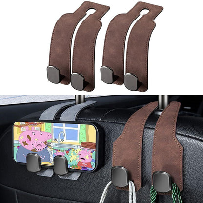 2026 car Wallet Hook, car headrest Hook, Double Hook Leather car seat Hook, car seat headrest Hook, car seat backrest Storage Hook, seat backrest Storage Hook (Black)