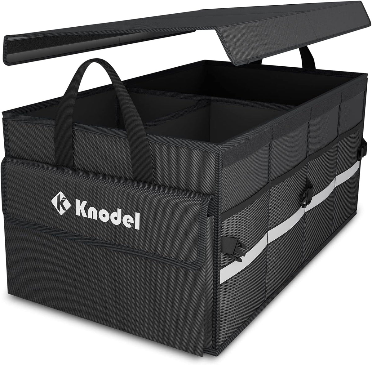 K KNODEL Trunk Organizer with Lid for Car, SUV, and Truck (Medium, Black)