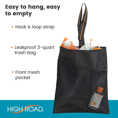 High Road Small Car Trash Bag with Waterproof Liner and Storage Pocket