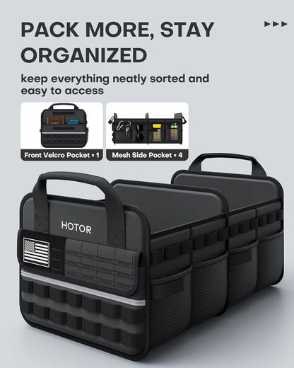 HOTOR Tactical Trunk Organizer - Car Storage with Front MOLLE Pockets