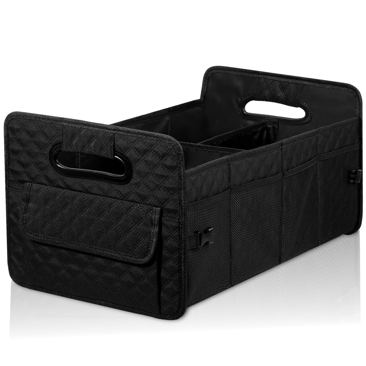 JiatuA Car Trunk Organizer for SUV, Car Storage Organizer Collapsible Multi Compartment Container Box Adjustable Car Accessories for Women Men, Beige