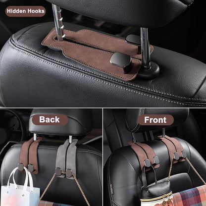 Amelity Car Headrest Hooks, Purse Hook for Car 2 Pack Black