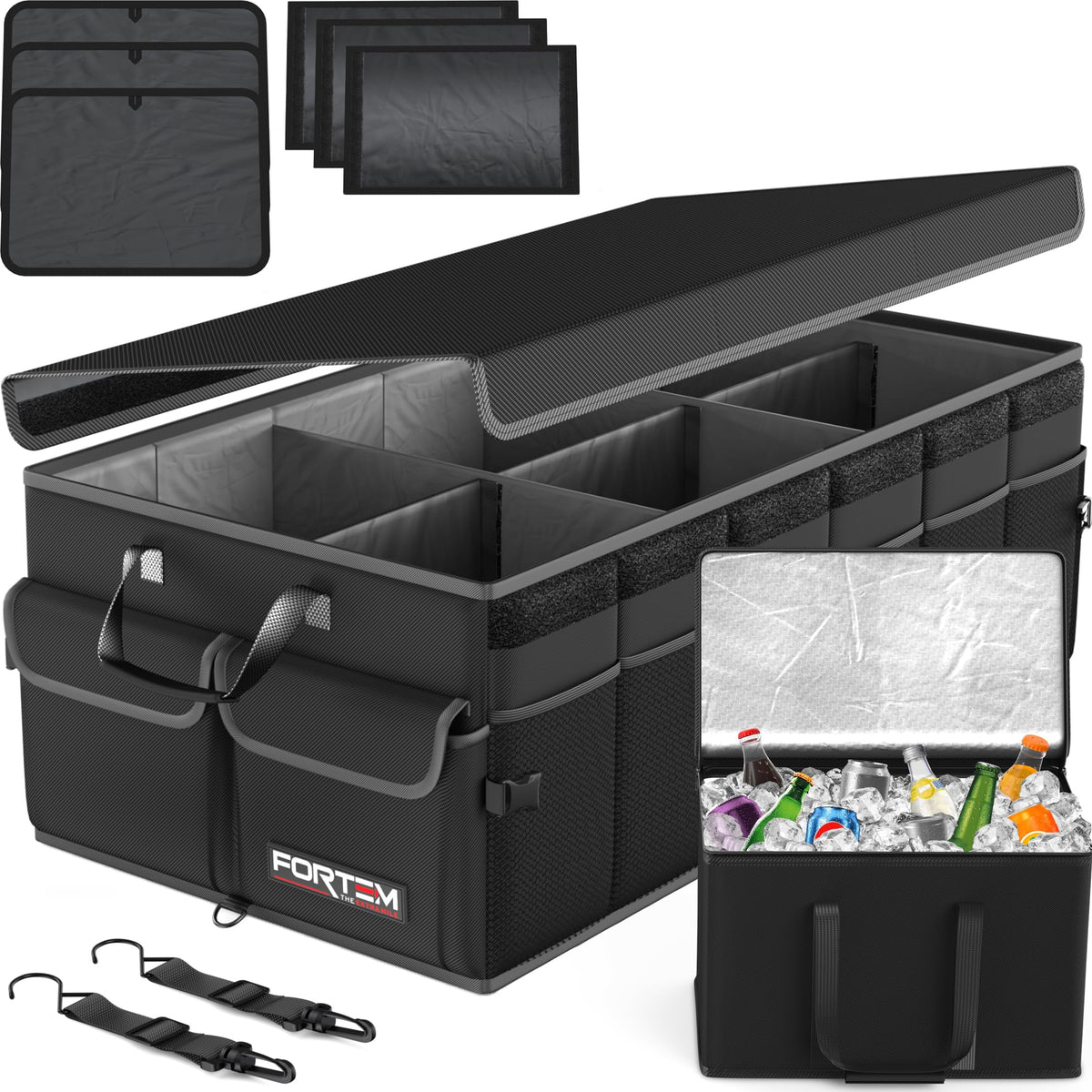 FORTEM Trunk Organizer - Foldable Car Organizer & Storage for SUVs & Trucks