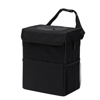 AOKJOY Car Garbage can with lid Leak Proof Vehicle Trash Can 3 Storage Pockets Hanging Waterproof car Trash Bag for SUV Beige