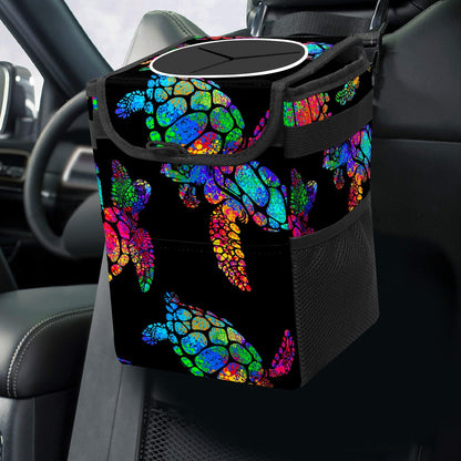 Gothic Moon Stars Boho Car Trash Can with Lid - Collapsible Reusable Waterproof Car Garbage Bag - Organizer