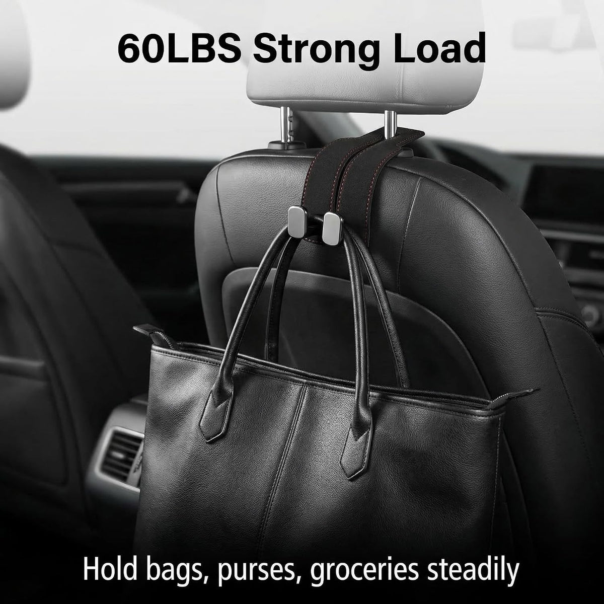 2026 car Wallet Hook, car headrest Hook, Double Hook Leather car seat Hook, car seat headrest Hook, car seat backrest Storage Hook, seat backrest Storage Hook (Black)