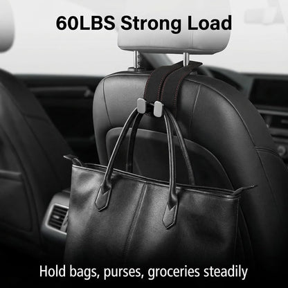 2026 car Wallet Hook, car headrest Hook, Double Hook Leather car seat Hook, car seat headrest Hook, car seat backrest Storage Hook, seat backrest Storage Hook (Black)