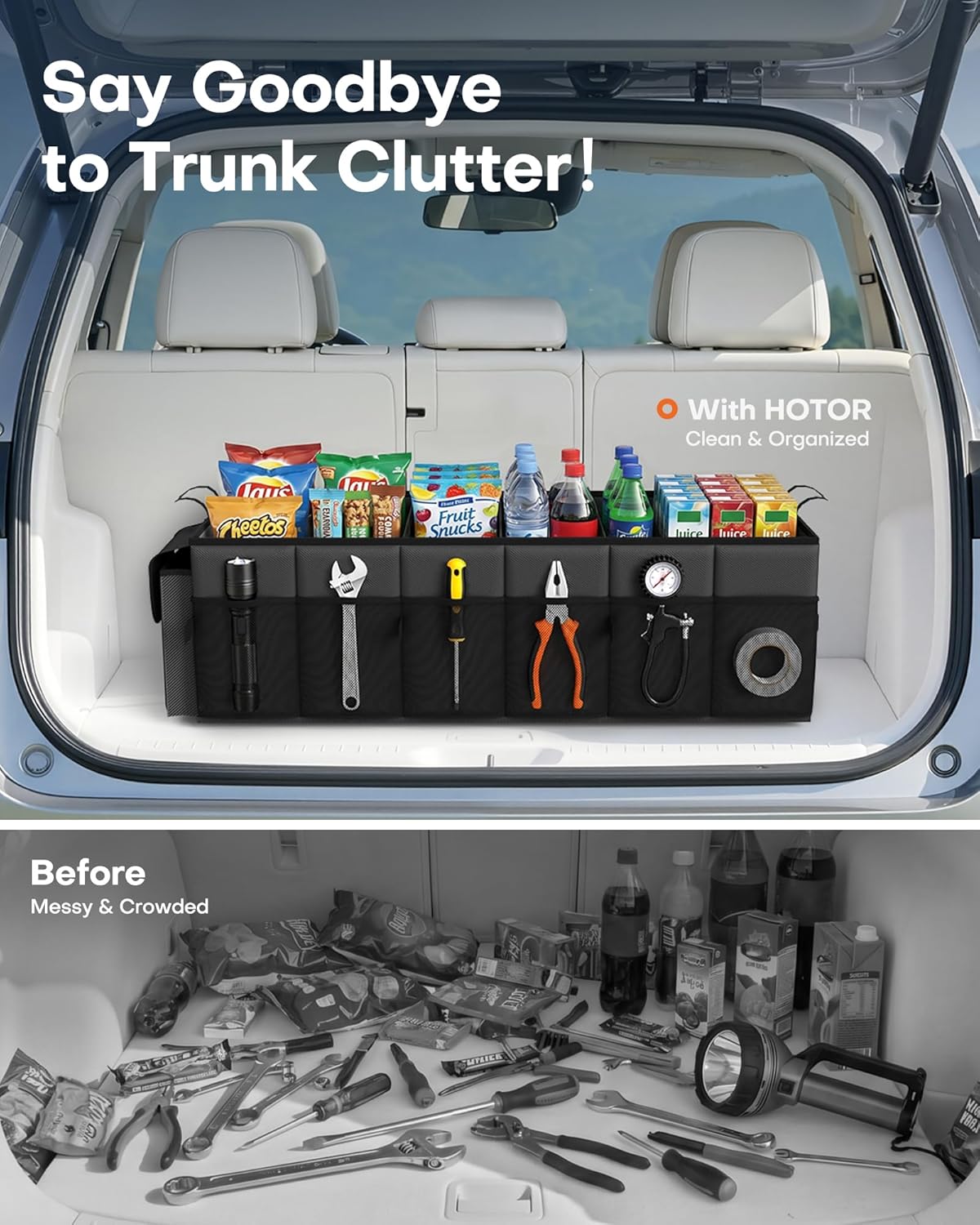 HOTOR Trunk Organizer, Sturdy Foldable with Cooler for Car, Sudan & SUV