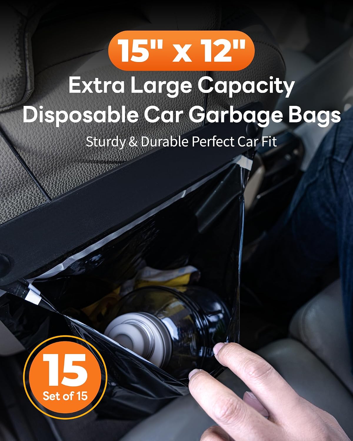 Disposable Car Trash Bags, Set of 15, Hanging Car Garbage Bags