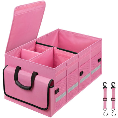 Car Trunk Organizer and Storage with Lid & Removable Leakproof Cooler Bag, Car Accessories 6 Removable Dividers for Custom Space, Collapsible Large Trunk Organizers Interior for SUV Sendan with Cover