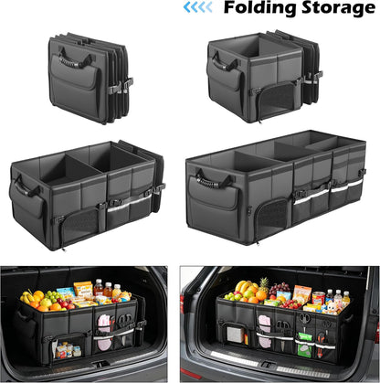 Trunk Organizer Car Organizer Leather Storage Box 3-grid Foldable