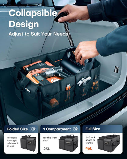 HOTOR Trunk Organizer - Foldable Car Organizer for SUVs & Sedans Storage