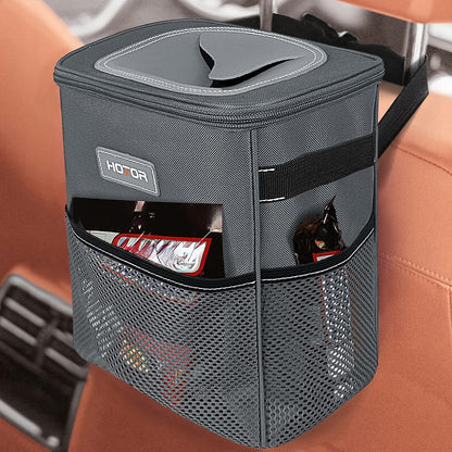 HOTOR Car Trash Can, Leakproof Car Organizer, 3-Gallon, Black