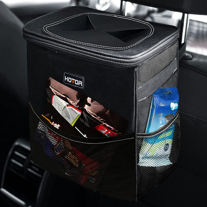 HOTOR Car Trash Can, Leakproof Car Organizer, 3-Gallon, Black