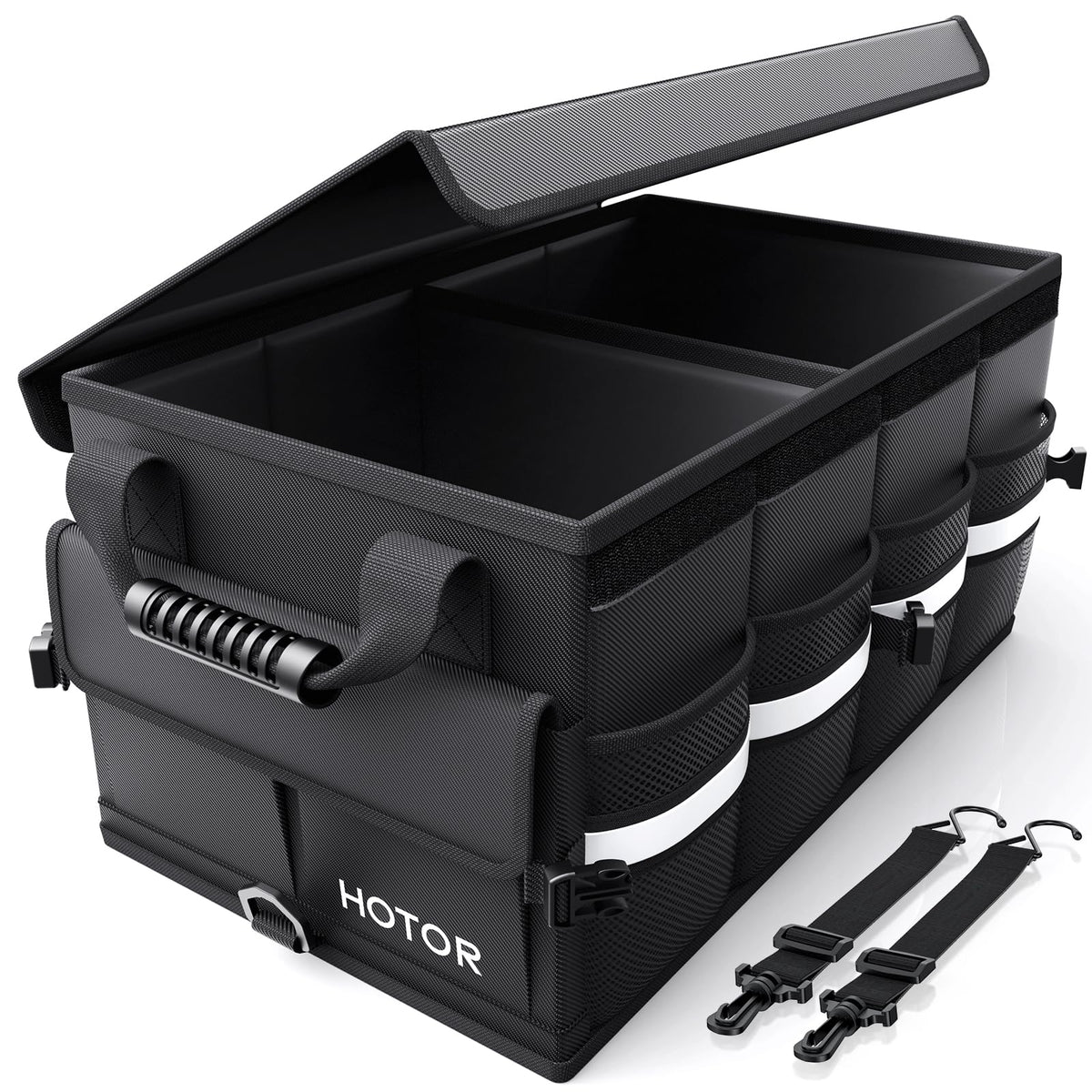 HOTOR Car Trunk Organizer - Foldable Car Storage for SUV, 2 Compartments