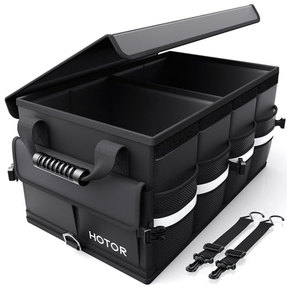 HOTOR Car Trunk Organizer - Foldable Car Storage for SUV, 2 Compartments