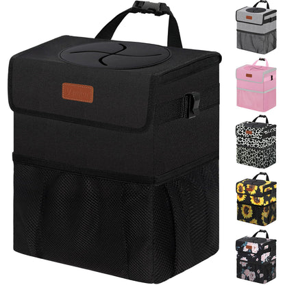 Vankor Car Trash Can with Lid Leak Proof Car Accessories for Women