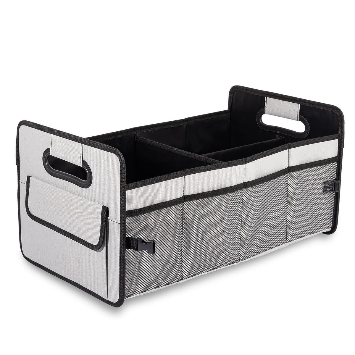JiatuA Car Trunk Organizer, Car Organizers and Storage Collapsible Multi Compartment Container Box, Adjustable Car Accessories for SUV Sedan Truck, Standard Size, Beige