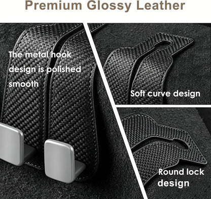 Universial Hooks for Car Seat Headrest, 2Packs Headrest Hooks for Car, Organizer for Purses and Bags, Vehicle Seat Storage Hooks, Essential for Car Travel, Space-Saving, Durable Leather