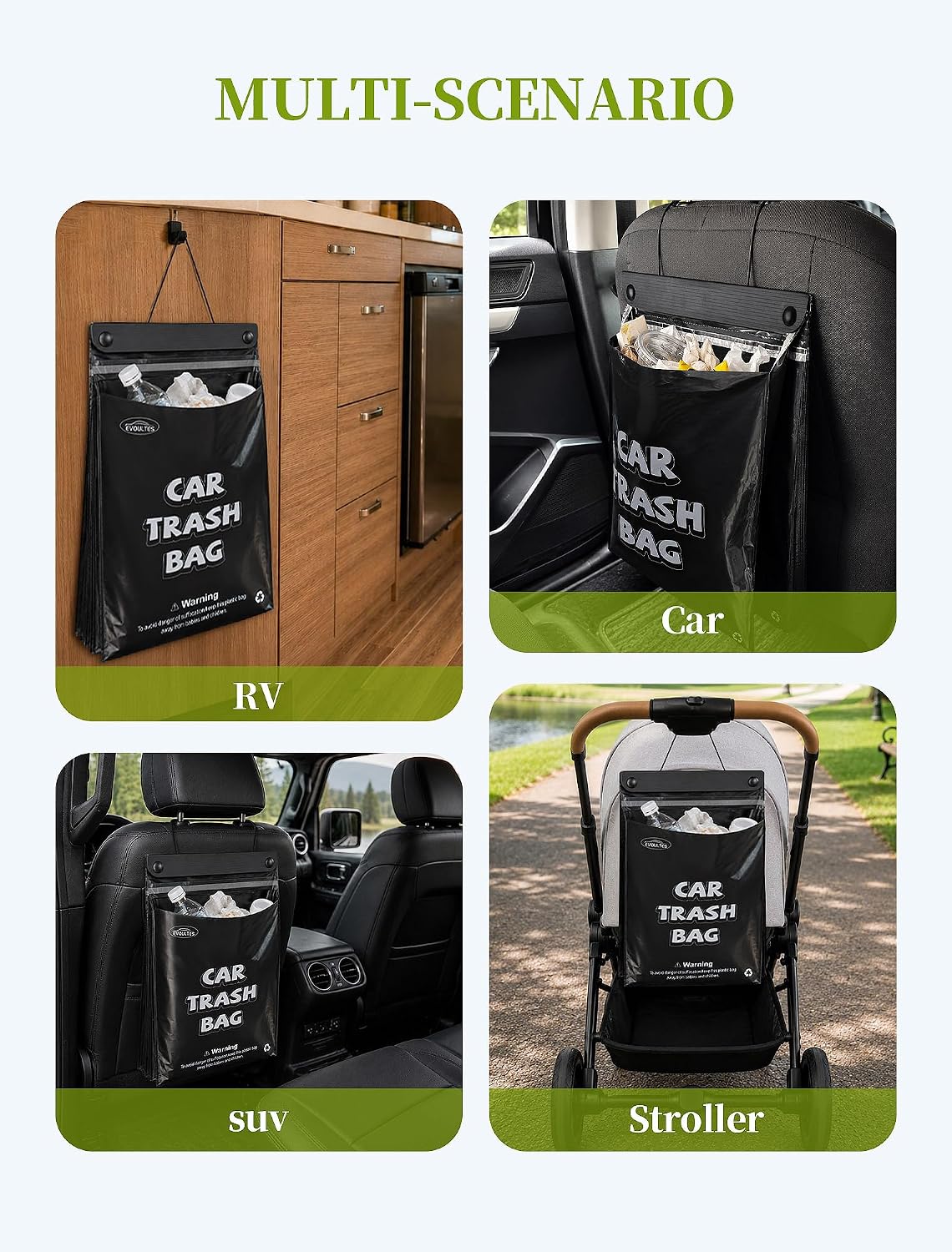 EVOULTES 50 Count Disposable Car Trash Bags, Hanging Trash Bag