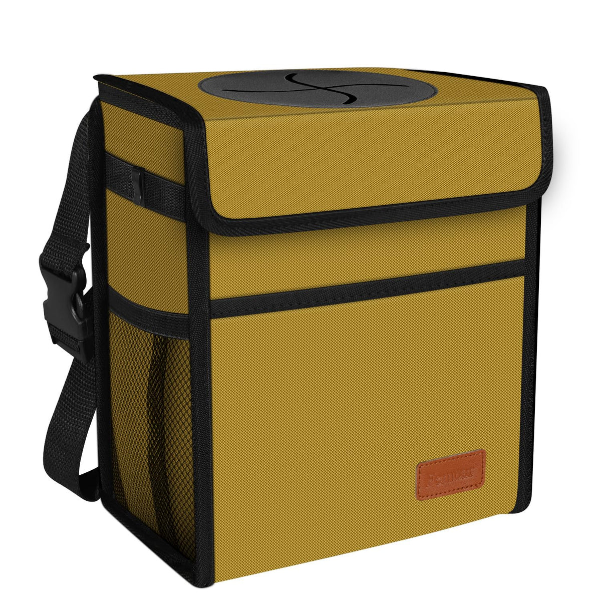 Femuar Leak Proof Car Trash Can with Lid - Waterproof Automotive Garbage Bin for SUVs, Collapsible and Portable Car Trash Bag, Black